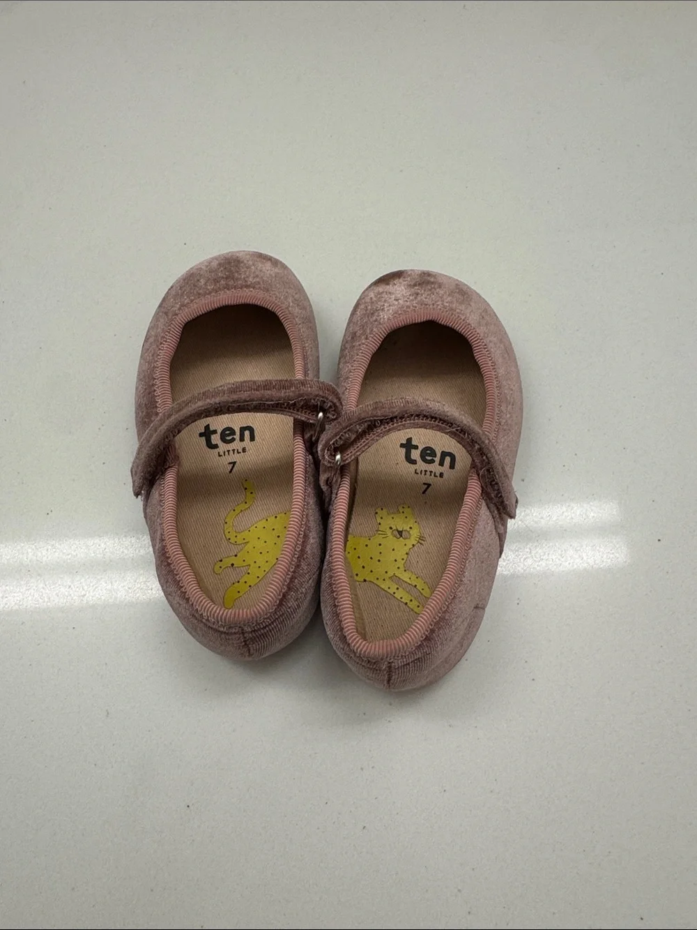 Ten Little Velvet Ballet Shoes in Pink